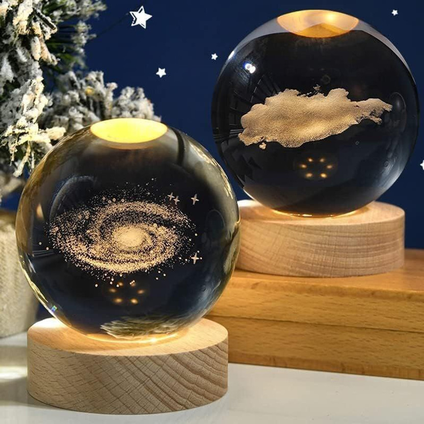 Sahaj Enterprise 3D Crystal Ball. Crystal Ball Night Light. Galaxy Projector Lamp Table Lamp(9 cm, Multicolor)