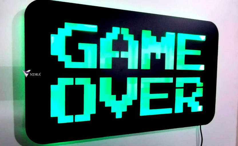 VNDRA Gamer Zone Game Room 3d Wall,16 Color Change with Remote Control Night Lamp(30 cm, game over)