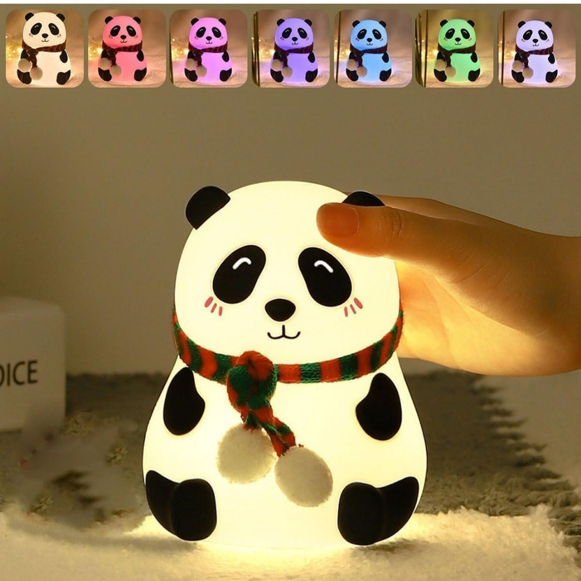 Mira Farmcraft Adorable 7-Color LED Changing Lamp Silicone Cute Panda Rechargeable Night Light Table Lamp(14 cm, Multicolor)