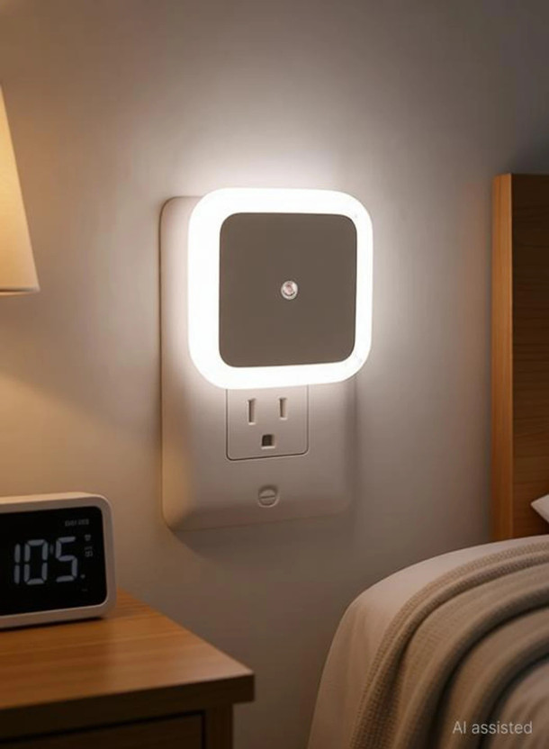 NL Traders 0.5W LED sensor plug for bedroom office living room Night Lamp(5.5 cm, White)