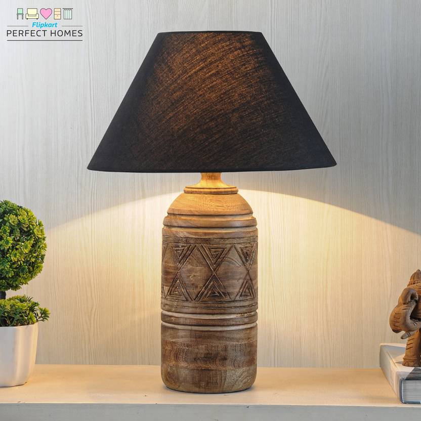 Flipkart Perfect Homes Fellida natural carved wood Table Lamp Price in