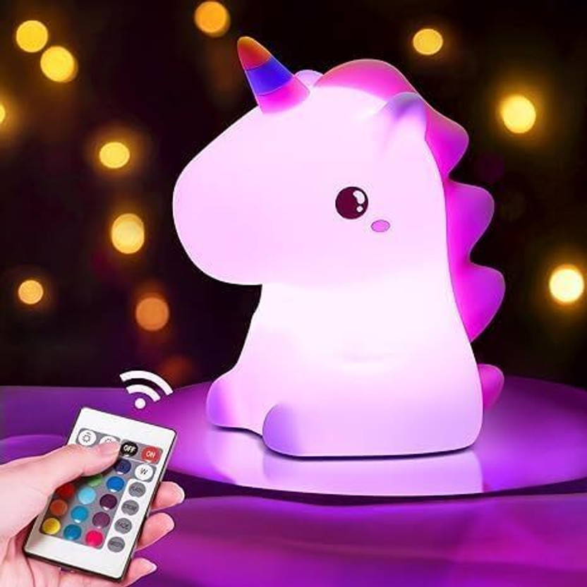 ONOMIE 7-Color unicorn Night Light, Dimmable, Rechargeable, Tap Control for Kids. Night Lamp(10 cm, unicorn)