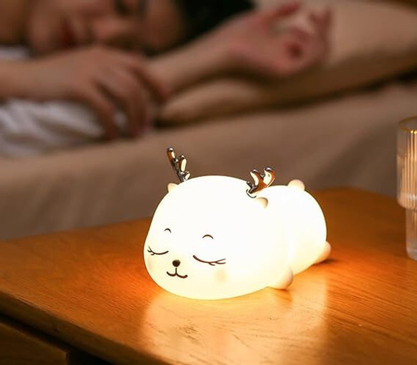 PARTHEN ENTERPRISE Cute Silicone Panda Lamp Colour Changing Touch Sensor Use Baby Bedroom Decor Night Lamp(10 cm, DEER LEMP)