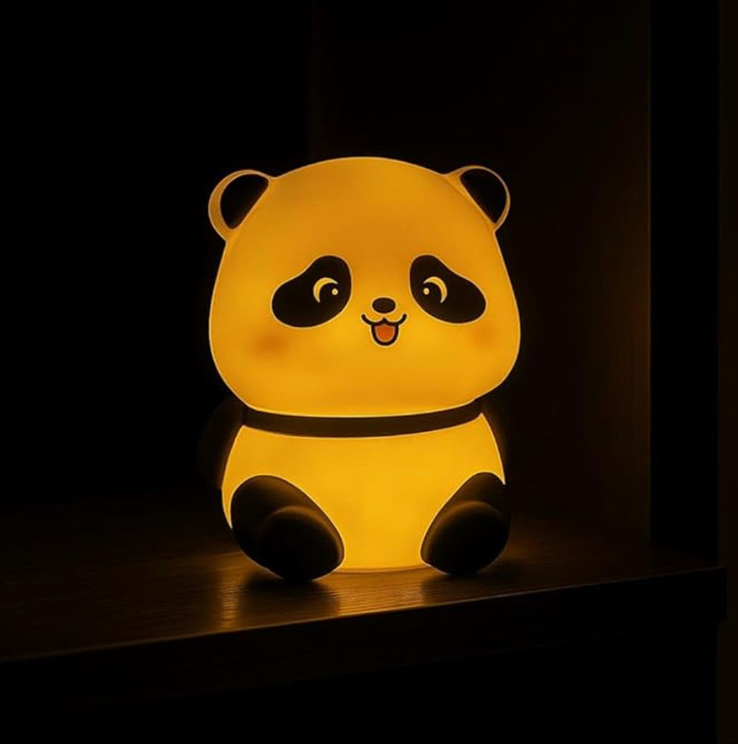 Munishh Cute Mini Panda Night Light – Yellow LED Decorative Lamp fo Bedroom Room Decor Night Lamp(7.5 cm, White)
