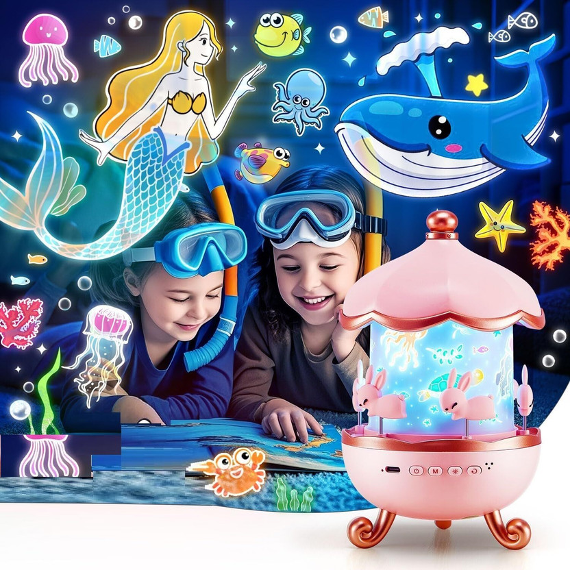 KEYUENTERPRISE Rabbits Night Light Projector Night Lamp(17 cm, Multicolor)