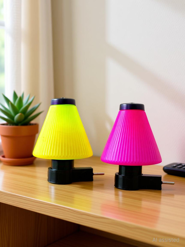 Sanhan Plug & Play Energy Saving Night Lamp 0.5w Night Light red,green Night Lamp(20 cm, yellow ,pink)