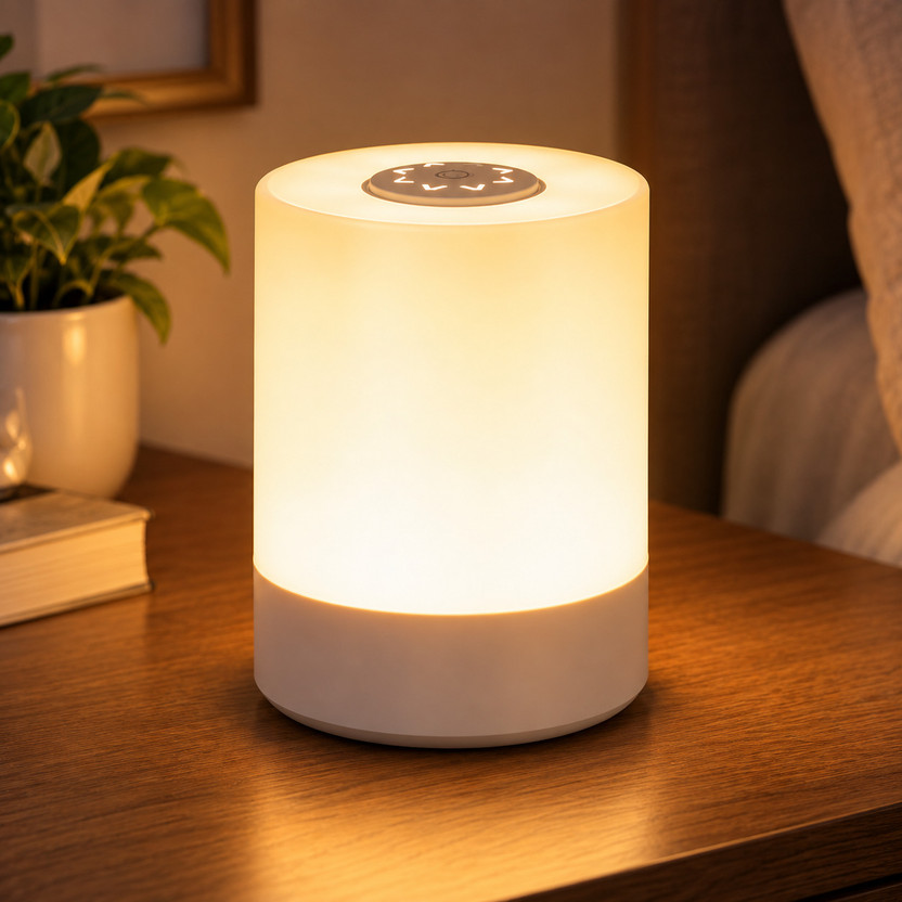 Refulgix Touch Control LED Table Lamp USB Charging, Remote, 3 Color Dimmable Brightness Night Lamp(11 cm, White)
