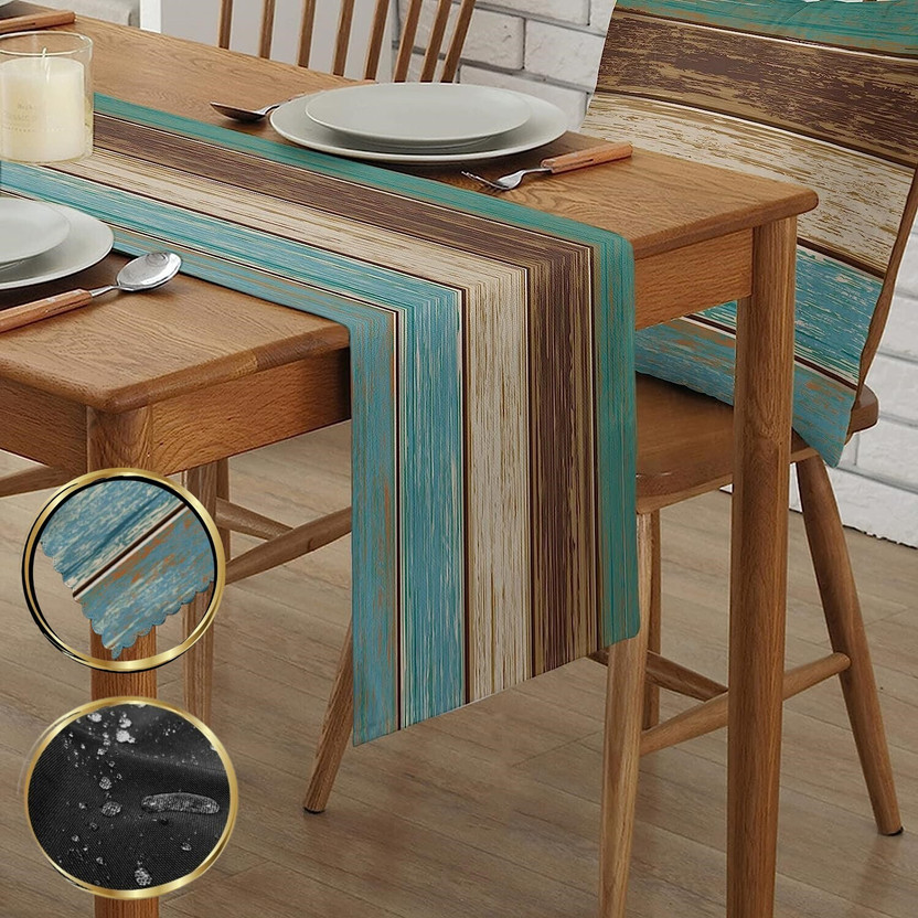 DARSHANAM WORLD Green, Brown 152.4 cm Table Runner(Polyester)