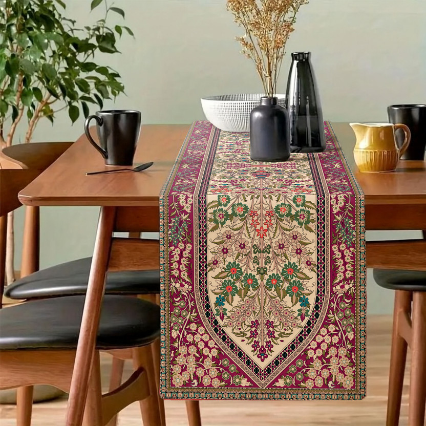 HARIKISHAN HANDLOOM Red 182 cm Table Runner(Velvet)