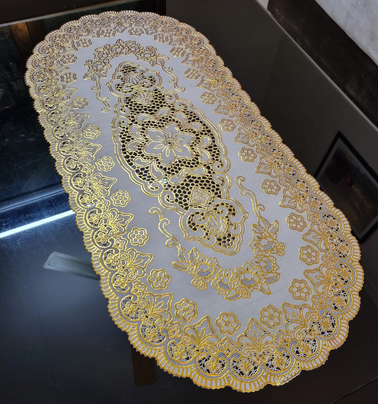 DELHI PVC CORP Gold 84 cm Table Runner(Vinyl)
