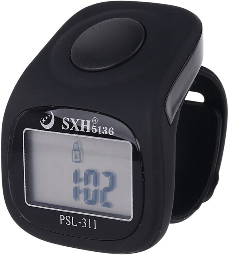 Face Me Zikr with LED Beep Sound Time Clock & Reset Button Digital Tally Counter(Black Pack of 1)