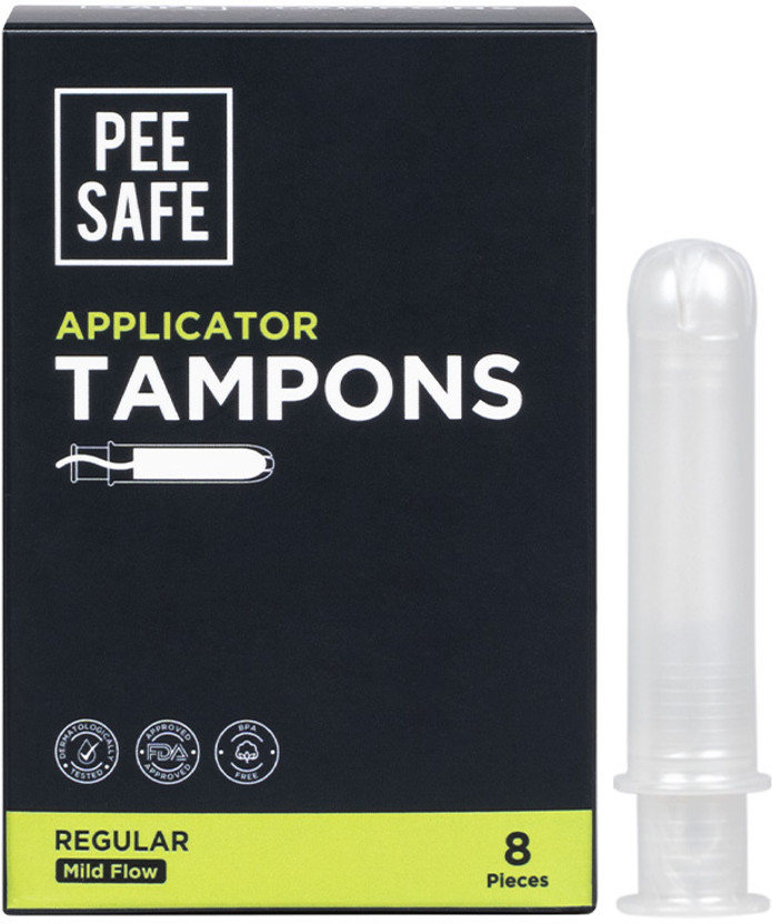 Pee Safe Applicator Tampons - Regular | Easy to use| Leak Proof | Highly Absorbent | Tampons(Pack of 8)