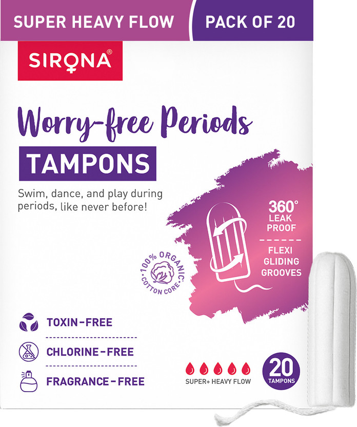 SIRONA Periods Made Easy Non Applicator Tampons for Heavy Flow Tampons(Pack of 20)