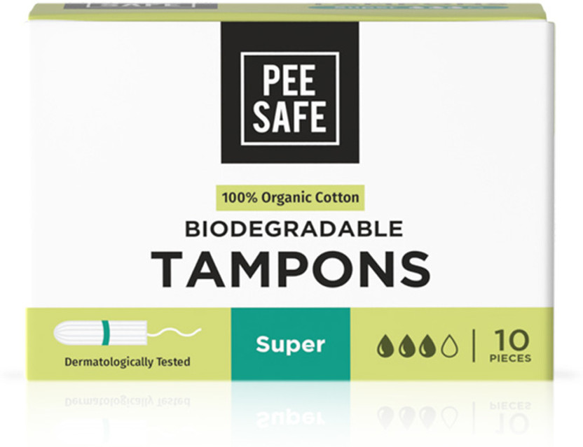 Pee Safe 100% Organic Tampon Super: 10N for Heavy Flow Tampons(Pack of 10)