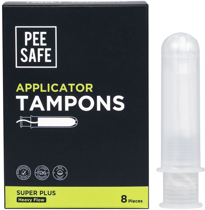Pee Safe Applicator Tampons - Super Plus | Easy to use| Leak Proof | Highly Absorbent | Tampons(Pack of 8)