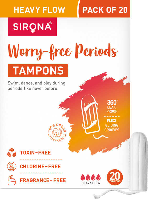 SIRONA FDA Approved Non Applicator Tampons for Heavy Flow Tampons(Pack of 20)