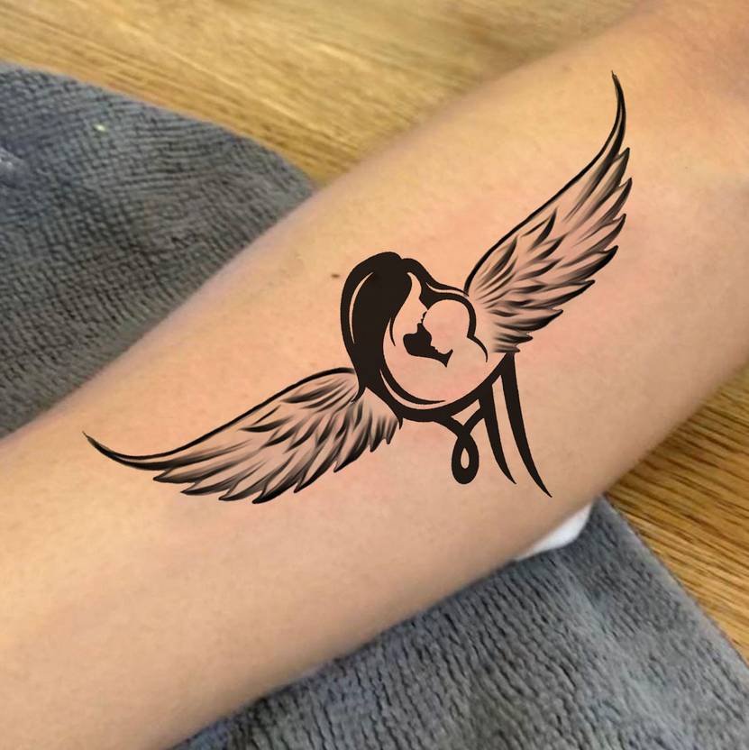 voorkoms Maa with Baby Tattoo Waterproof For Men and Women Angel