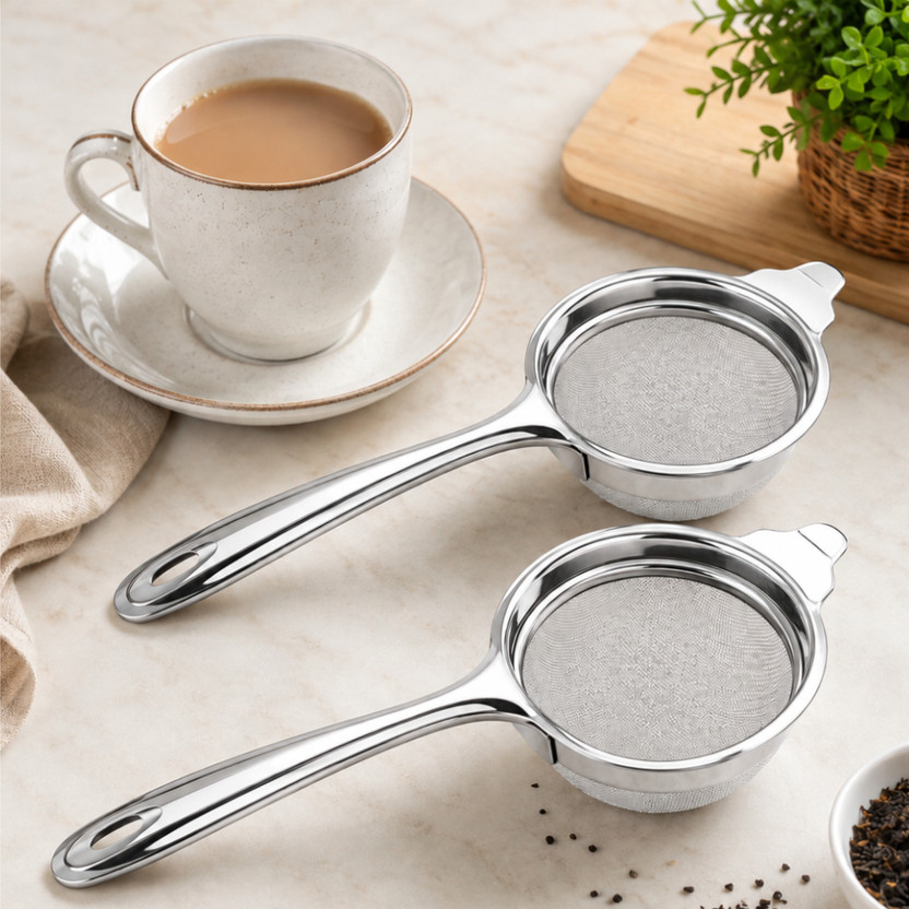 KAJPRA KAJPRA Stainless Steel Tea Strainer with Fine Mesh Filter Pack of 2 Tea Strainer(Pack of 2) - Flipkart Deal