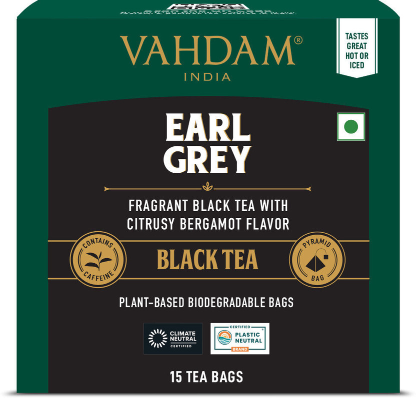 Vahdam Organic Earl Grey Black Tea Bags Pouch(15 Bags)