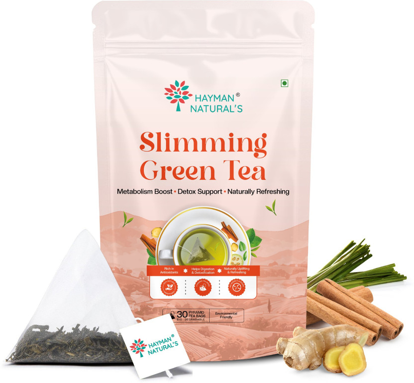 HAYMAN NATURAL'S Weight Loss Slimming Green Tea-30 Pyramid Tea Bags,Metabolism Boosting Detox Tea Green Tea Pouch(30 Bags)