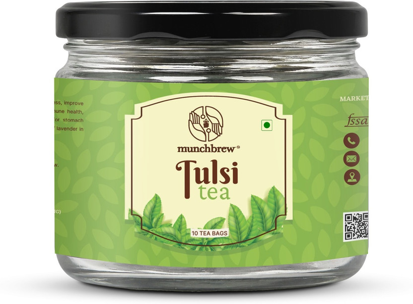 Munchbrew Munchbrew Premium Tulsi Tea Herbal Infusion Tea Glass Bottle(10 Bags) - Flipkart Deal