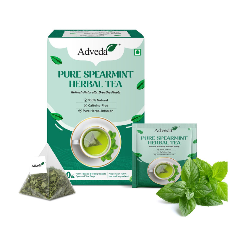 Adveda Pure Spearmint Herbal Tea- 20 Tea Bags | Pcos Relief Balances Hormones Tea Herbal Tea Box(20 Bags)