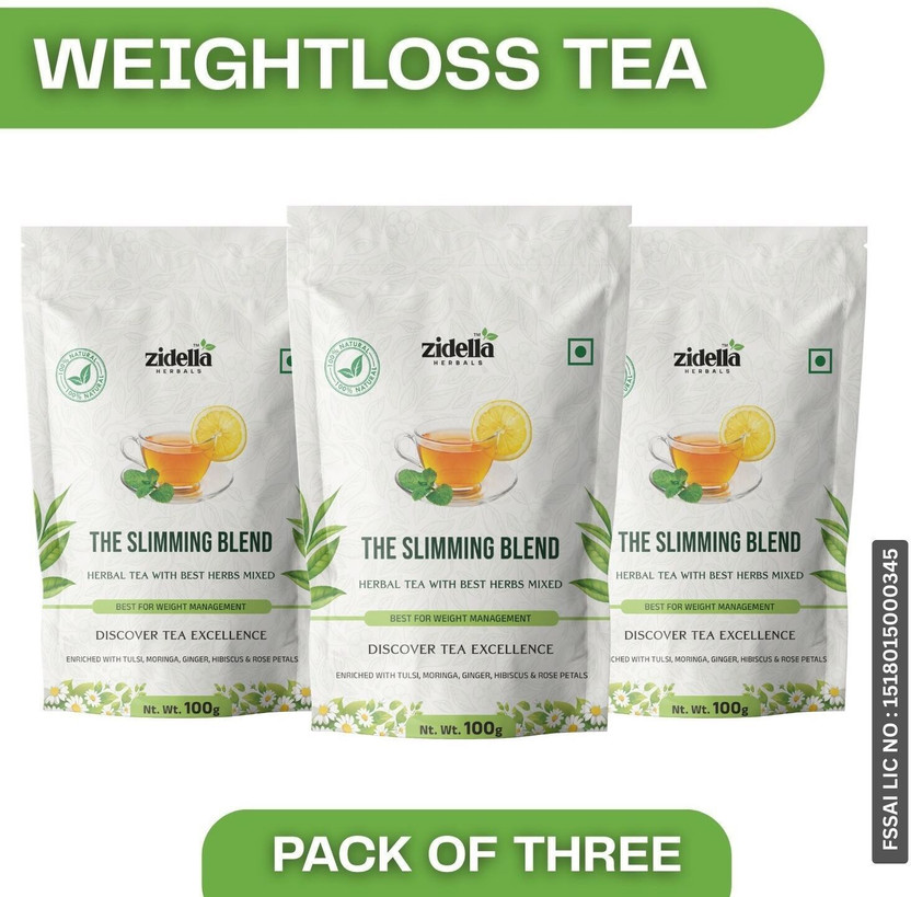 Zidella Herbals Weight loss Green tea-Helps With Weight Loss, Skin Glow, Hair Care, Brain Health Peppermint Green Tea Pouch(3 x 100 g)