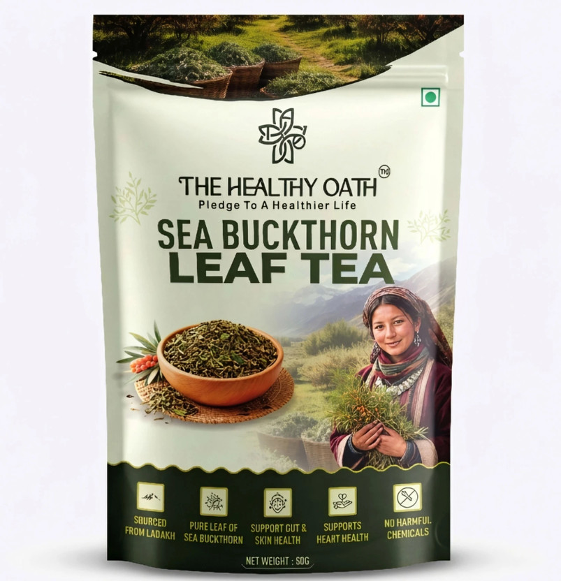 THE HEALTHY OATH Sea Buckthorn Leaf tea | Boosts metabolism, Gut Health, Immunity and Digestion | Herbs Herbal Infusion Tea Pouch(100 g)