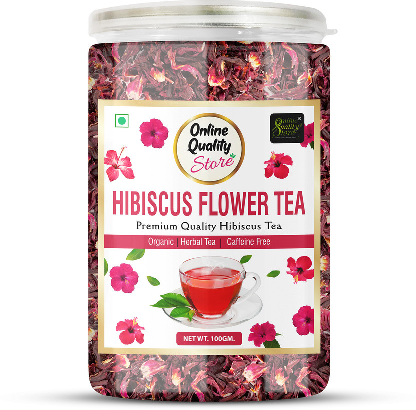 Online Quality Store Organic Hibiscus Flower Tea-100g | Caffeine Free Herbal Tea | Improve Digestion Hibiscus Herbal Tea Mason Jar(100 g)