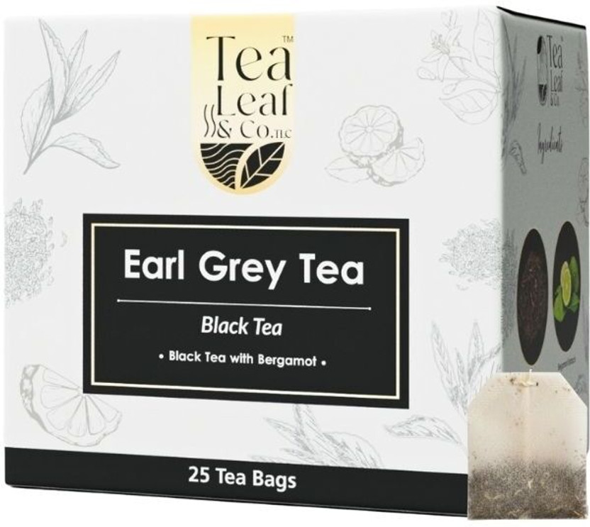TLC Tea Leaf & Co Earl Grey Black Tea for Reduce Waist Stress Relief Unflavoured Black Tea Bags Box(25 Bags)