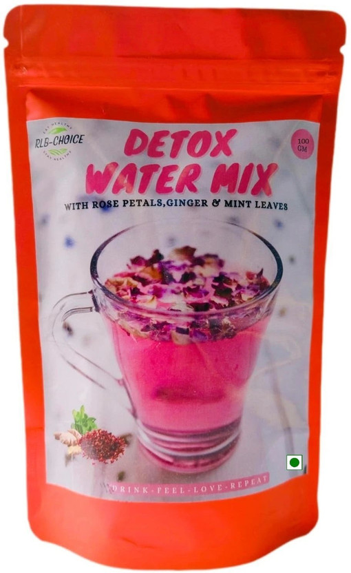 RLB-CHOICE Floral Fusion Detox Water Mix Rose Tea,Skin Glow,Boost Immunity,RemoveToxins Mint, Rose, Ginger Herbal Tea Pouch(100 g)