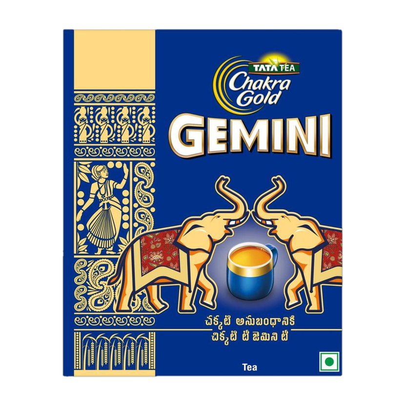 Tata Tea Chakra Gold Gemini Black Tea, Strong Assam Tea, Rich Aroma, Premium Dust Tea Unflavoured Black Tea Box(500 g)