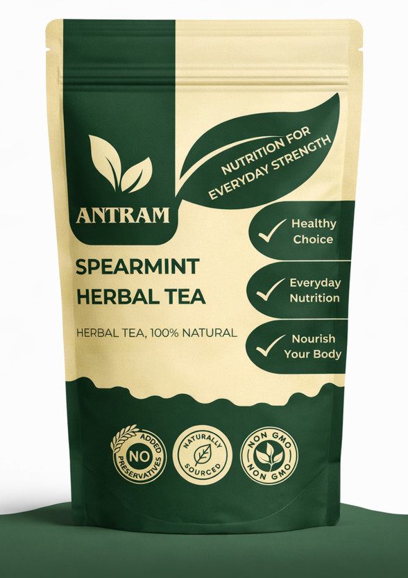 Antram 100g Spearmint Leaves-Tea, Pcos Relief & Weight Loss, Caffeine Free, Herbal Tea Herbal Tea Pouch(100 g)