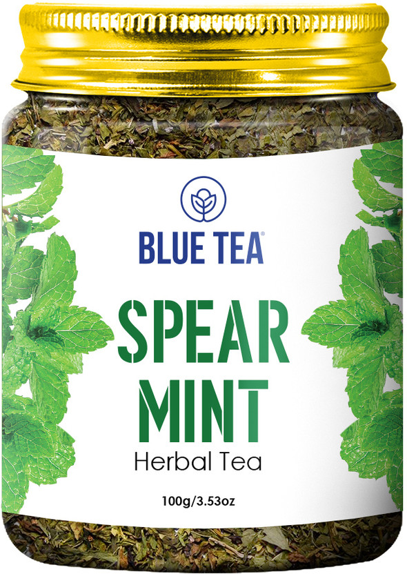 BLUE TEA Spearmint Leaves-Tea, Supports Hormone, Pcos Relief & Weight Loss, Caffeine Free Herbs Herbal Tea Plastic Bottle(100 g)