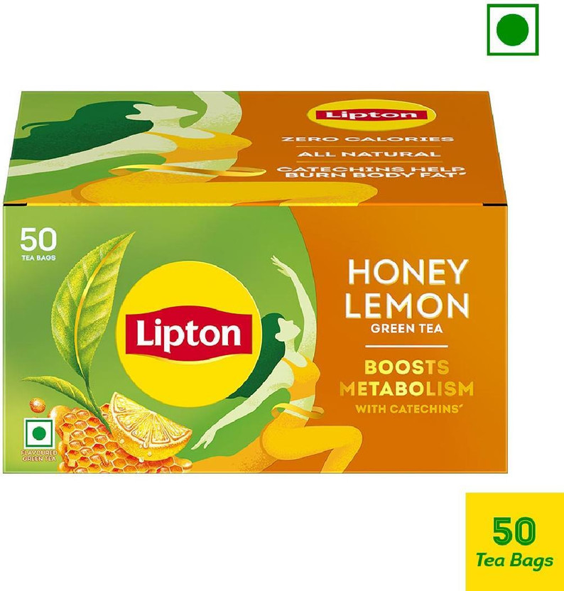 Lipton Lemon Honey, Lemon Green Tea Bags Box(50 Bags)