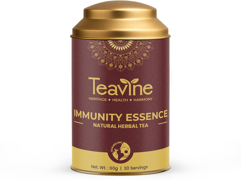 TEAVINE TEAVINE Immunity Essence 100% Natural Herbal Tea, Natural Boost for Immunity & Overall Assorted Herbal Tea Tin(60 g) - Flipkart Deal