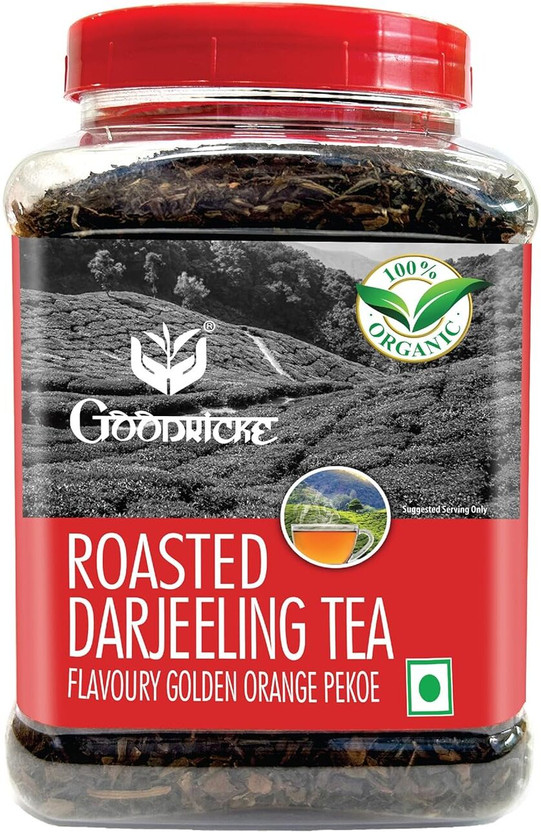 Goodricke Roasted Organic Darjeeling Tea Jar- 250gm | 100% Organic & Natural Premium Black Pepper Black Tea Mason Jar(250 g)