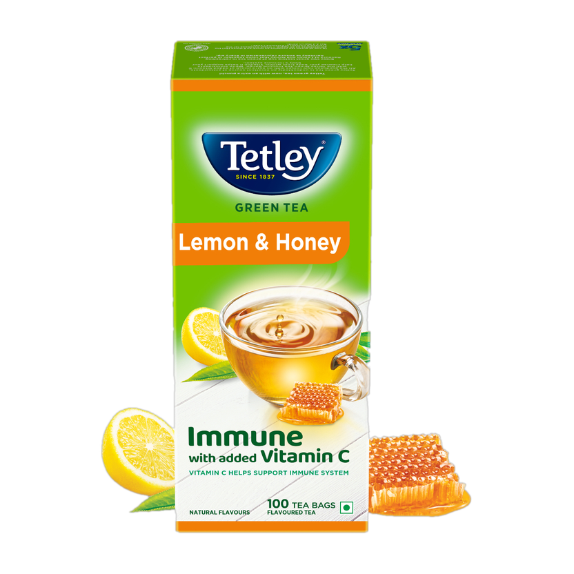 Tetley Lemon and Honey Green Tea Bags Box(100 Bags)