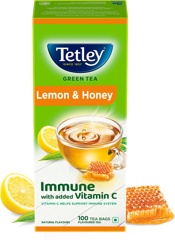 Tetley Lemon and Honey Green Tea Bags Box(100 Bags)