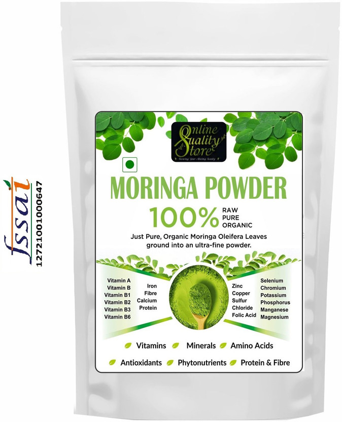 Online Quality Store Moringa Leaf Powder for food,helps in Immunity Booster, Stress Relief Herbal Tea Pouch(100 g)
