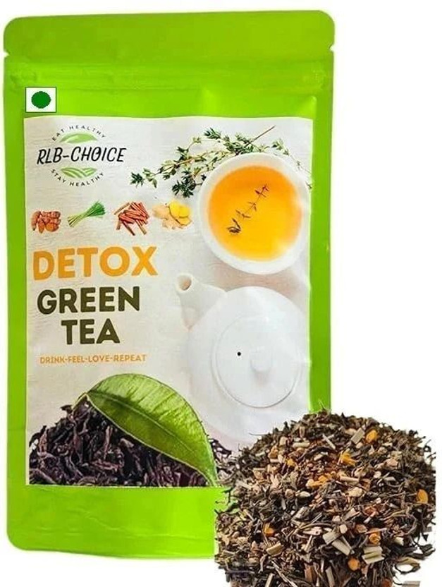 RLB-CHOICE Detox Loose Leaves Green Tea For Weight Loss,Better Digestion,Boost Immunity Ginger, Turmeric, Cinnamon Green Tea Pouch(80 g)