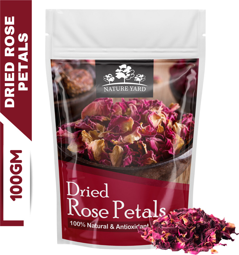 NATURE YARD Rose Flower Tea Made from 100% Natural Rose petals Sundried Rich in Antioxidants for Beautiful skin Rose Herbal Tea Rose Herbal Tea Pouch(100 g)