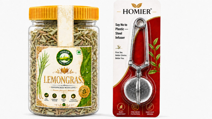 homier homier Lemongrass Infusion for Digestion & Detox Support | Caffeine Free | Free Infuser Lemon Grass Herbal Infusion Tea Box(2 x 25 g) - Flipkart Deal
