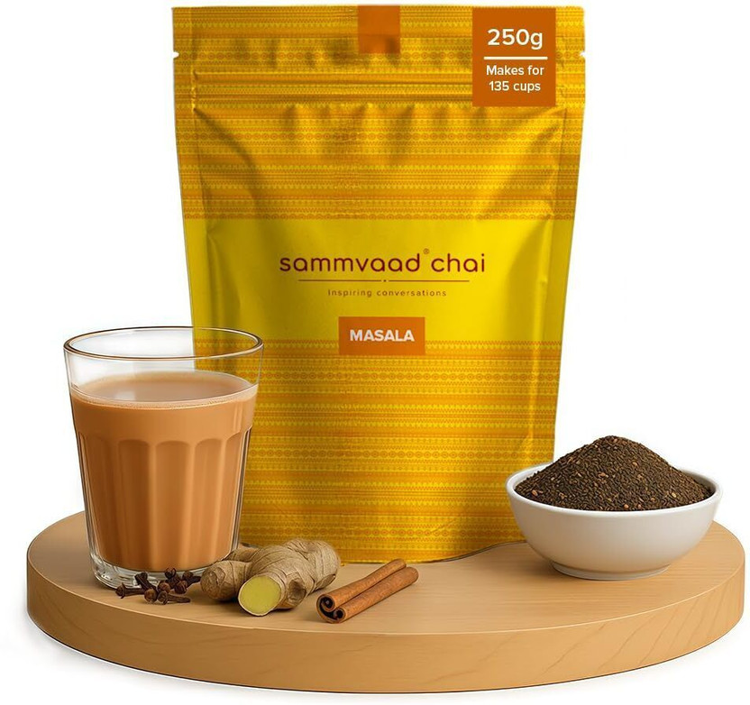 samvaad Masala Chai With Real Indian Spices , Ginger, Cloves, Pepper Cardamom, Grape, Cloves Black Tea Pouch(250 g)