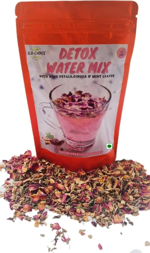 RLB-CHOICE Floral Fusion Detox Water Mix Rose Tea,Skin Glow,Boost Immunity,RemoveToxins Mint, Rose, Ginger Herbal Tea Pouch(50 g)