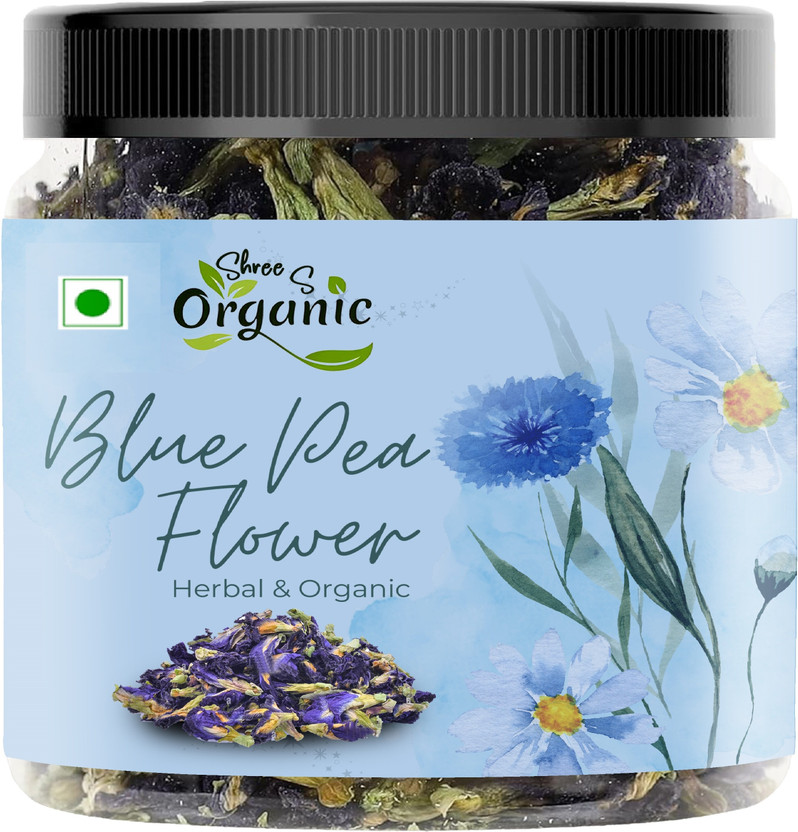 SHREE S ORGANIC Butterfly Pea Flower Tea-25g | 100 % Natural Herbal Tea | Blue Pea Tea Herbal Tea Mason Jar(25 g)
