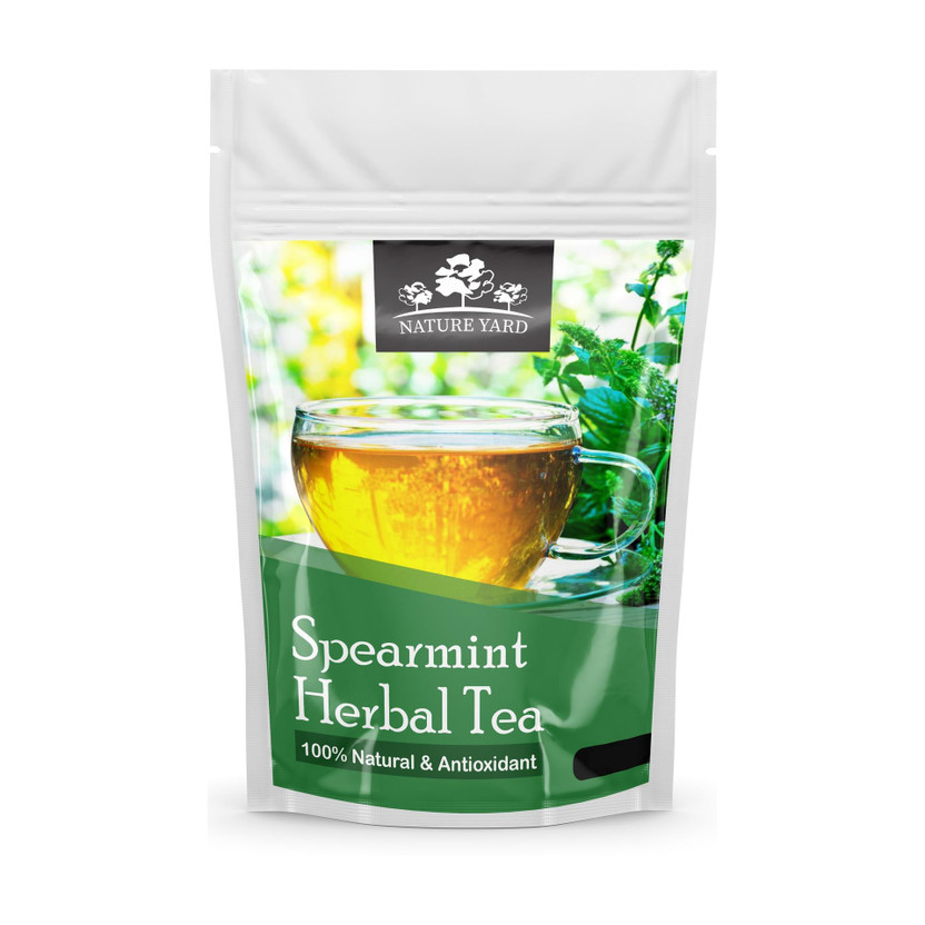 NATURE YARD Spearmint Herbal Tea Leaves - 50 gm - 100% Natural and antioxidant, Best for PCOD/PCOS, unwanted facial hair, Acne, Hormonal imbalance, Weight loss Herbal Tea Pouch(50 g)