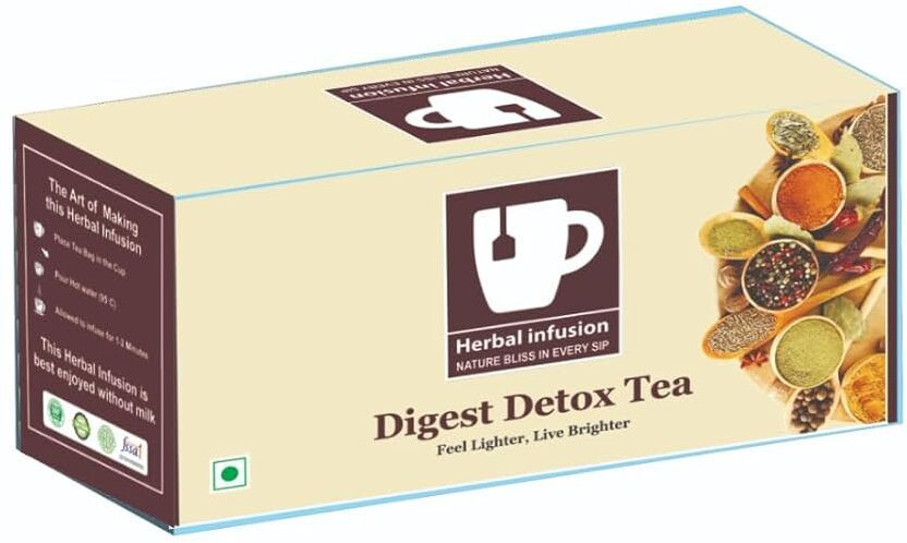 Herbalinfusion Digest Detox Tea, No Artificial Flavors Green Tea All Natural Flavour (Pack1) Herbal Tea Bags Box(1 g)