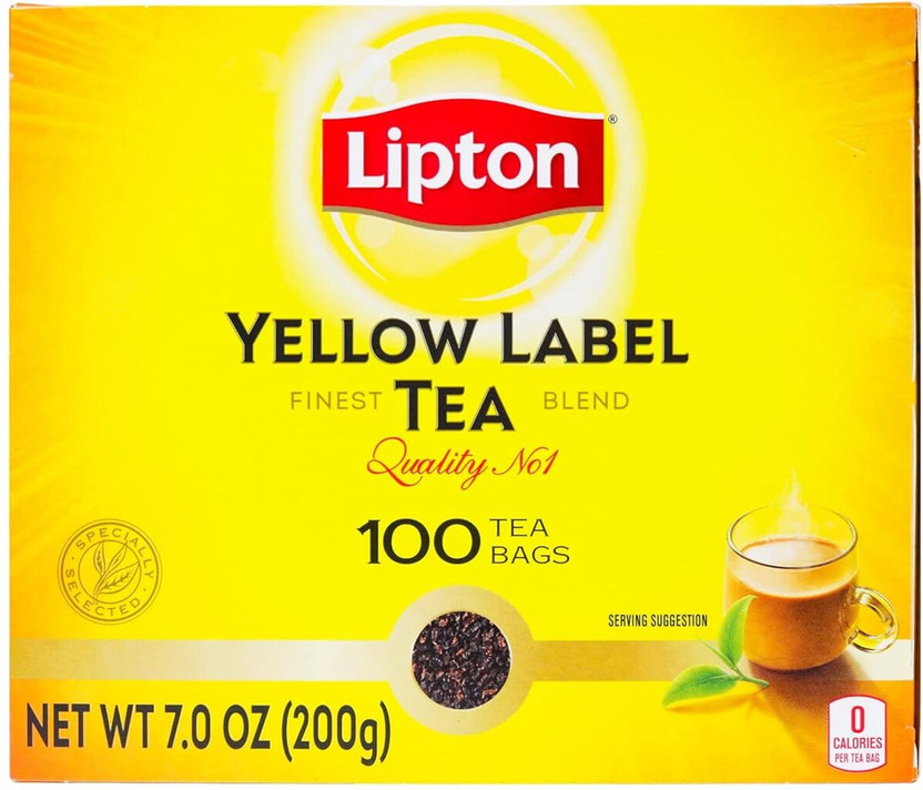 Lipton Yellow Label Tea Bags 100ct, International Blend Black Tea Bags Box(100 x 2 g)
