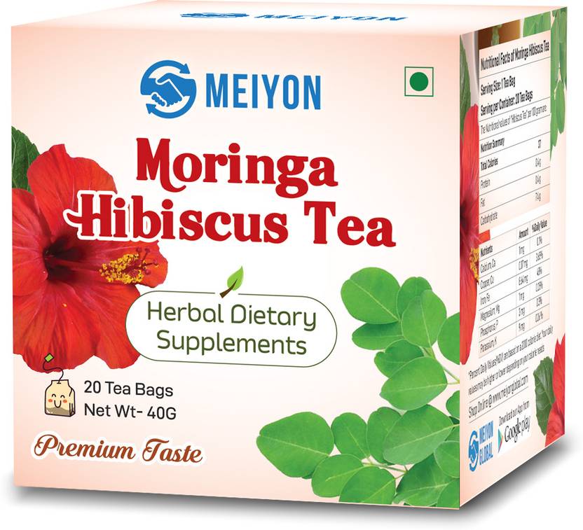 Meiyon Moringa Hibiscus Infusion Tea Bag ,Caffeine & Staple Free